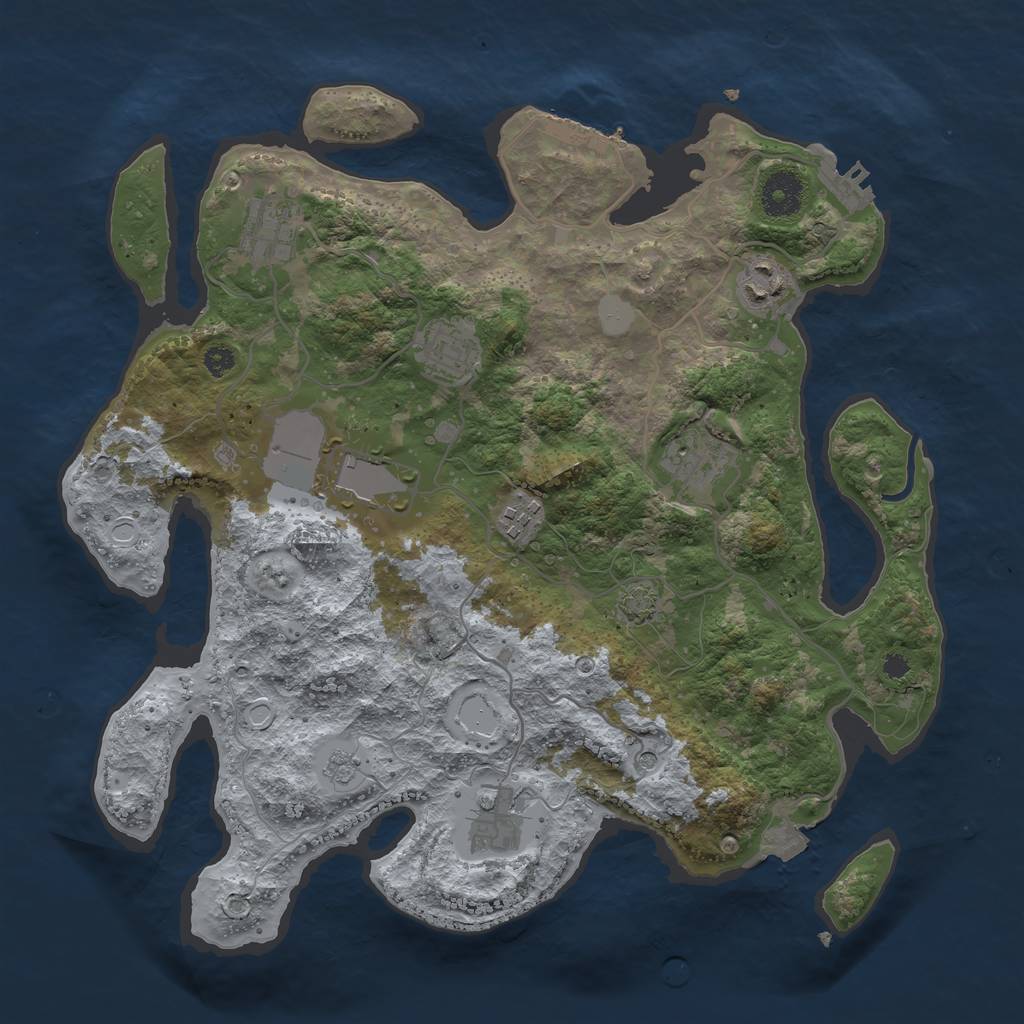 Rust Map: Procedural Map, Size: 3500, Seed: 1148040310, 15 Monuments