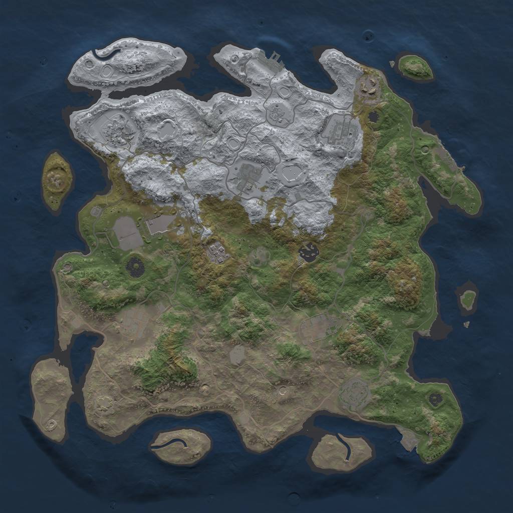 Rust Map: Procedural Map, Size: 4000, Seed: 8722, 18 Monuments