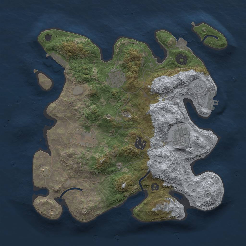 Rust Map: Procedural Map, Size: 3100, Seed: 1860983142, 12 Monuments
