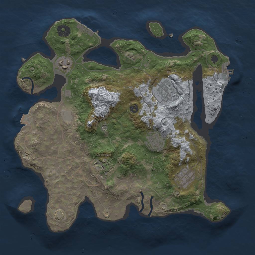 Rust Map: Procedural Map, Size: 3000, Seed: 642514104, 12 Monuments