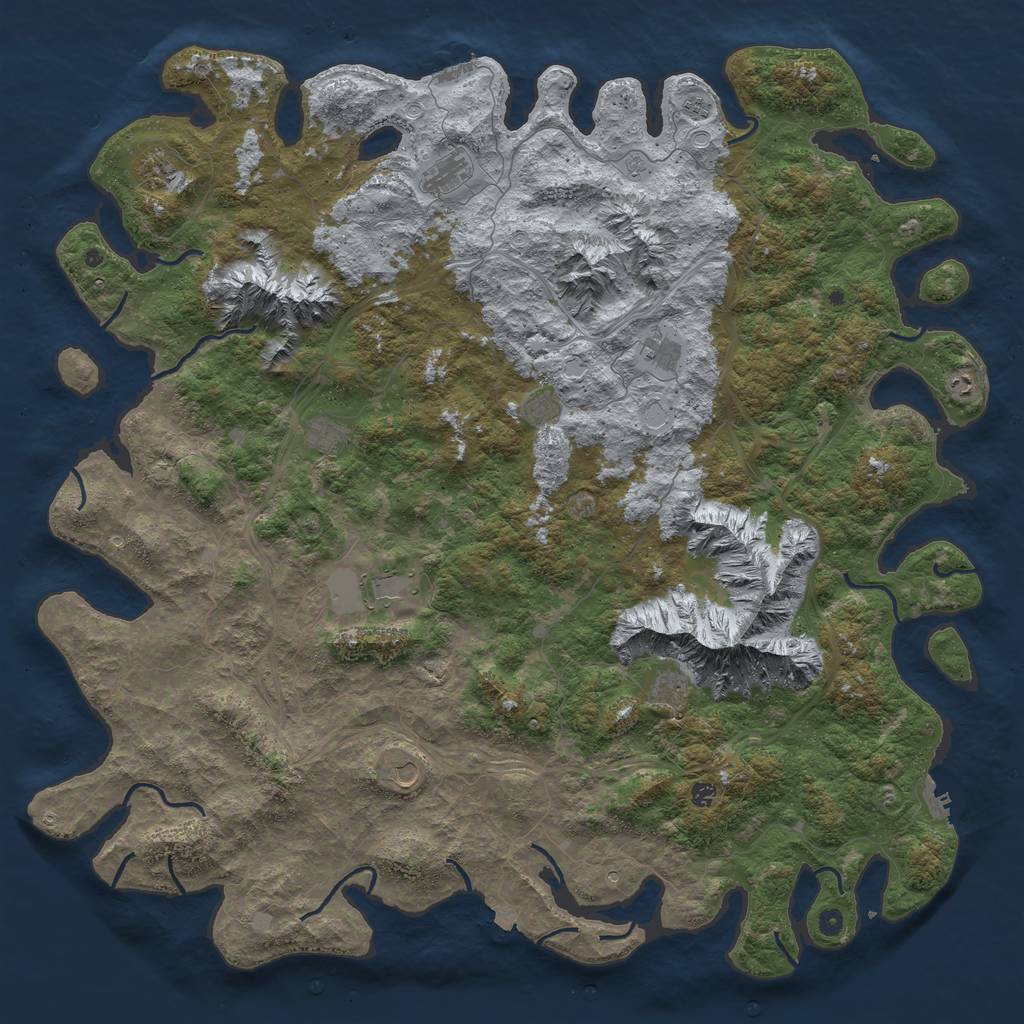 Rust Map: Procedural Map, Size: 6000, Seed: 1271901222, 19 Monuments