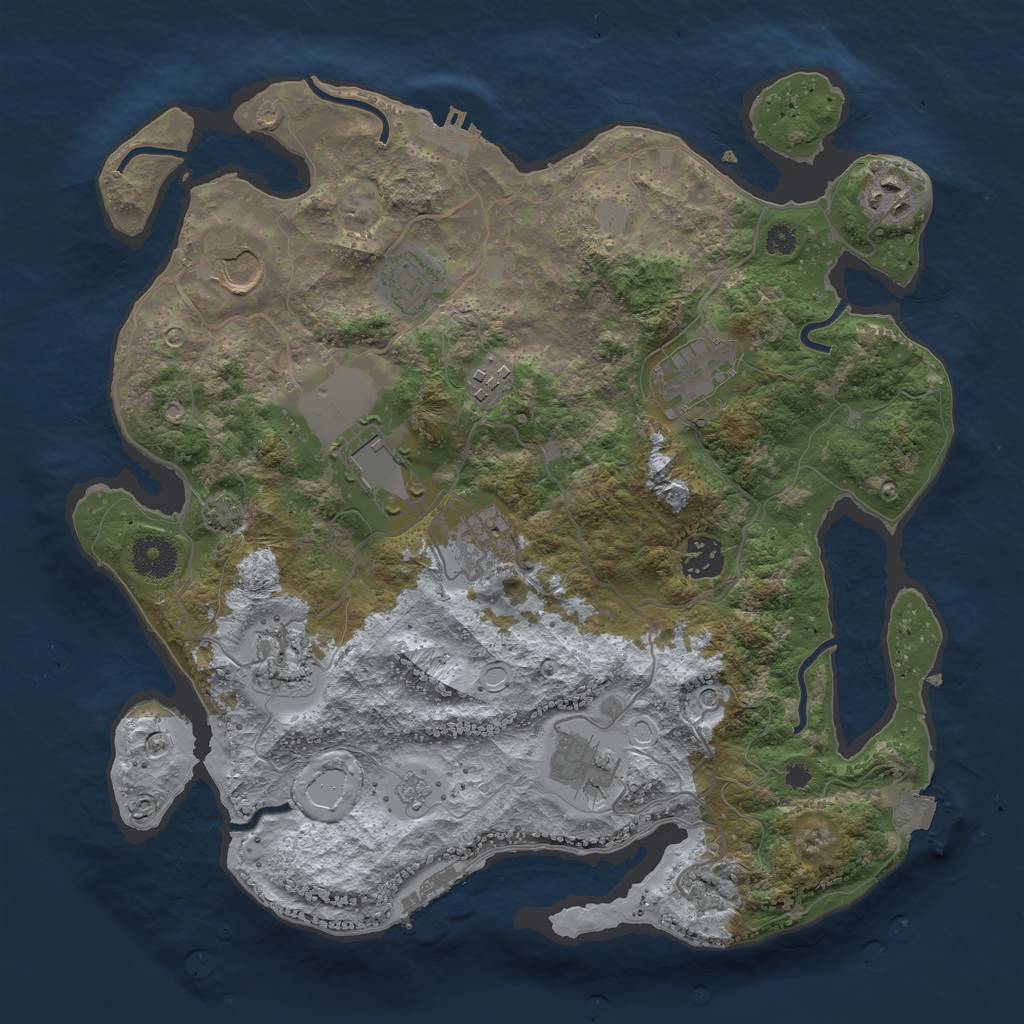 Rust Map: Procedural Map, Size: 3500, Seed: 735716034, 18 Monuments