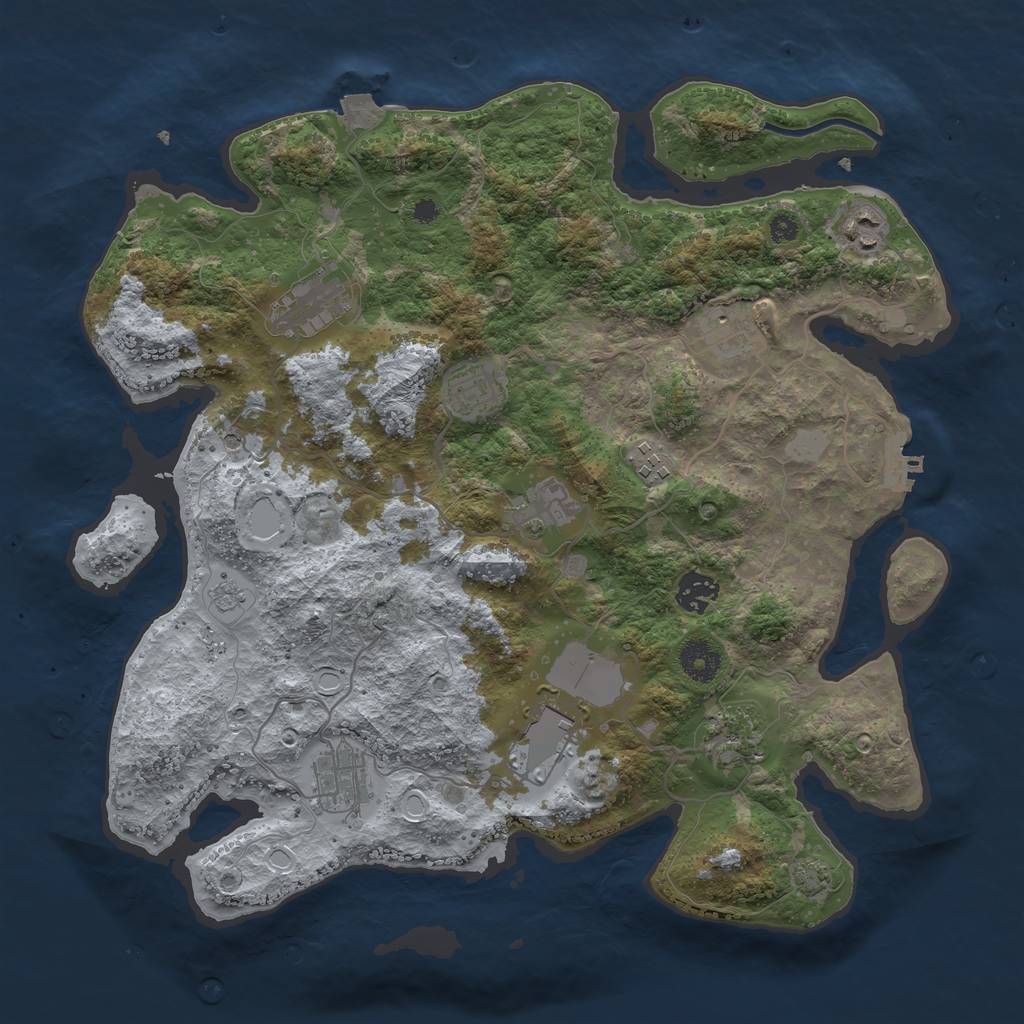 Rust Map: Procedural Map, Size: 3700, Seed: 1693384111, 17 Monuments