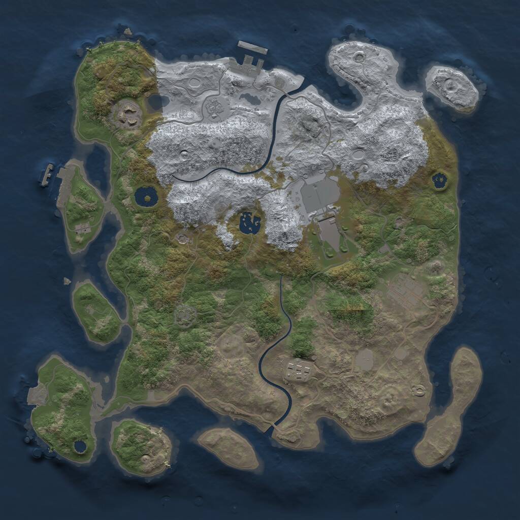 Rust Map: Procedural Map, Size: 3500, Seed: 777584231, 11 Monuments