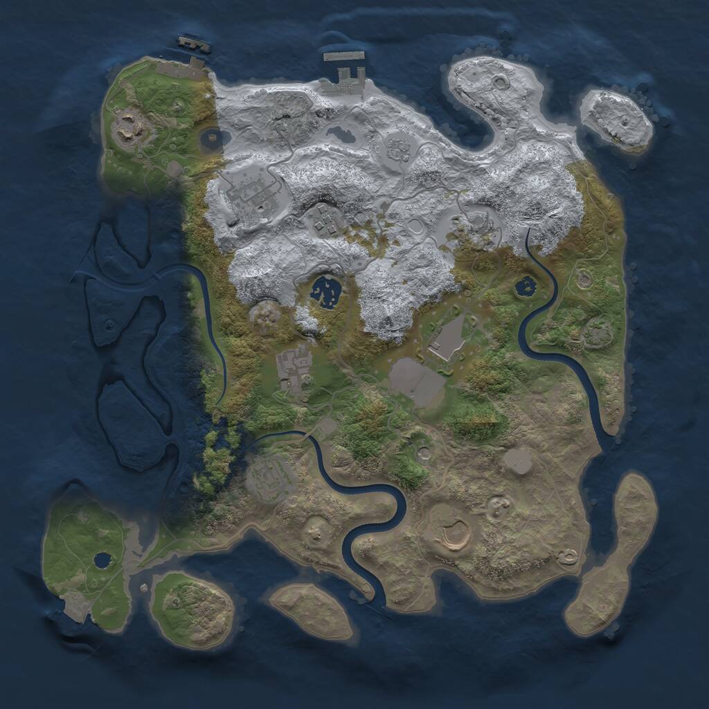 Rust Map: Procedural Map, Size: 3500, Seed: 777584231, 15 Monuments