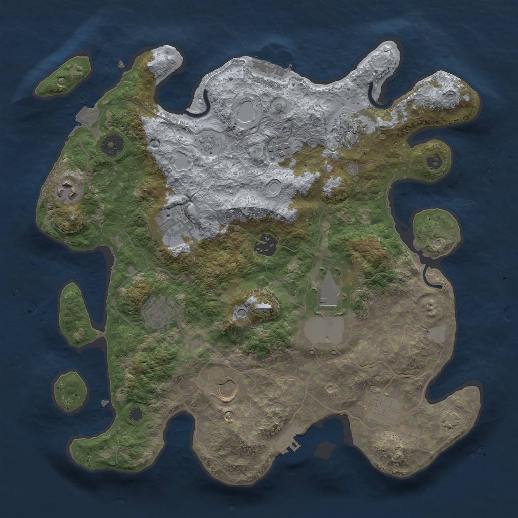 Rust Map: Procedural Map, Size: 3500, Seed: 1324956722, 17 Monuments
