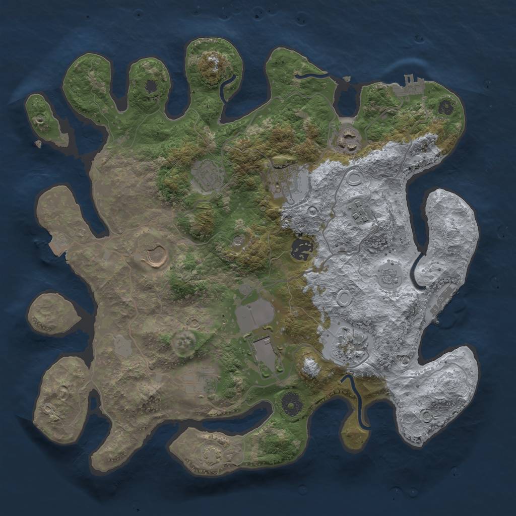 Rust Map: Procedural Map, Size: 3500, Seed: 228263853, 17 Monuments