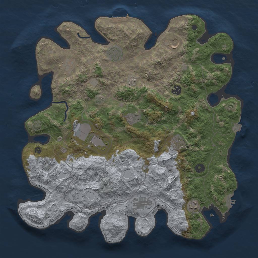 Rust Map: Procedural Map, Size: 4000, Seed: 1253023743, 19 Monuments