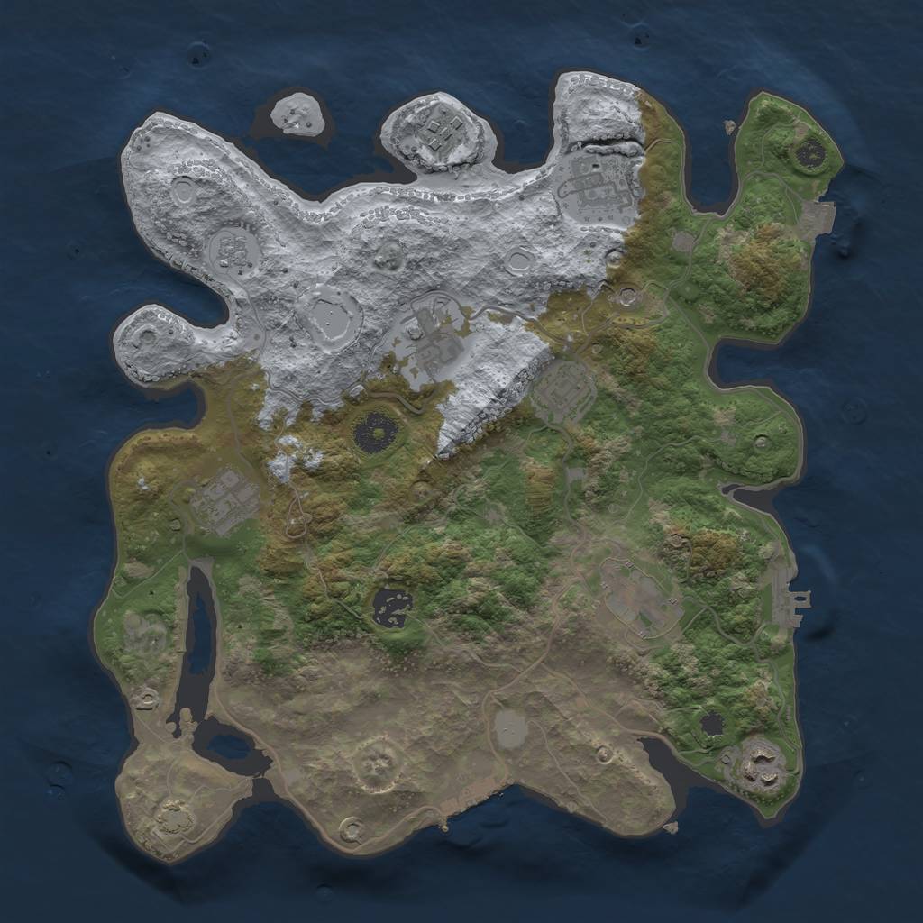 Rust Map: Procedural Map, Size: 3350, Seed: 1288244254, 16 Monuments