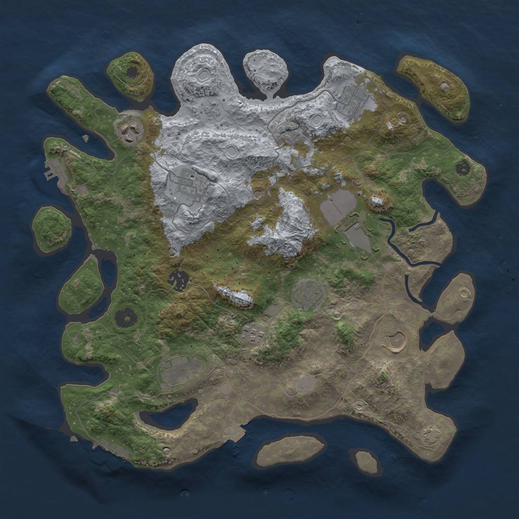 Rust Map: Procedural Map, Size: 3700, Seed: 1377107742, 17 Monuments