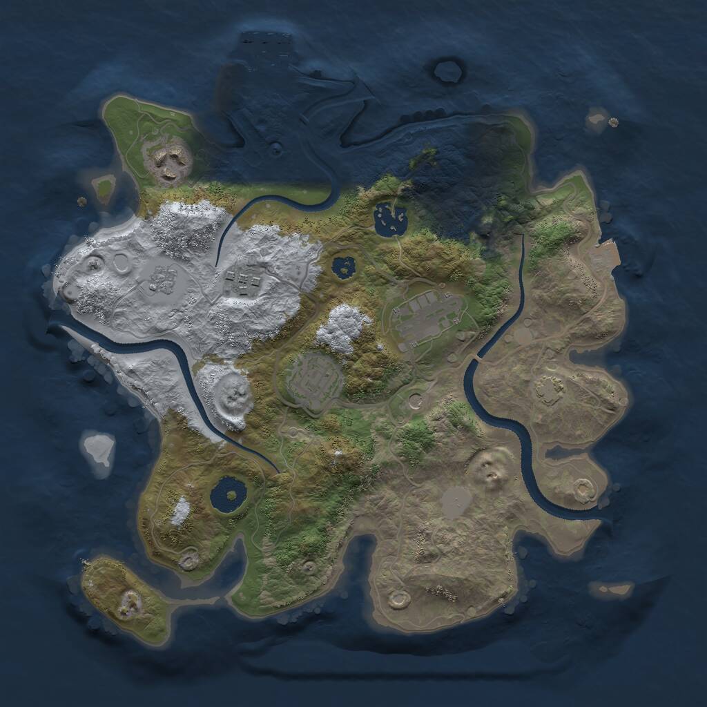Rust Map: Procedural Map, Size: 3000, Seed: 1706862677, 10 Monuments