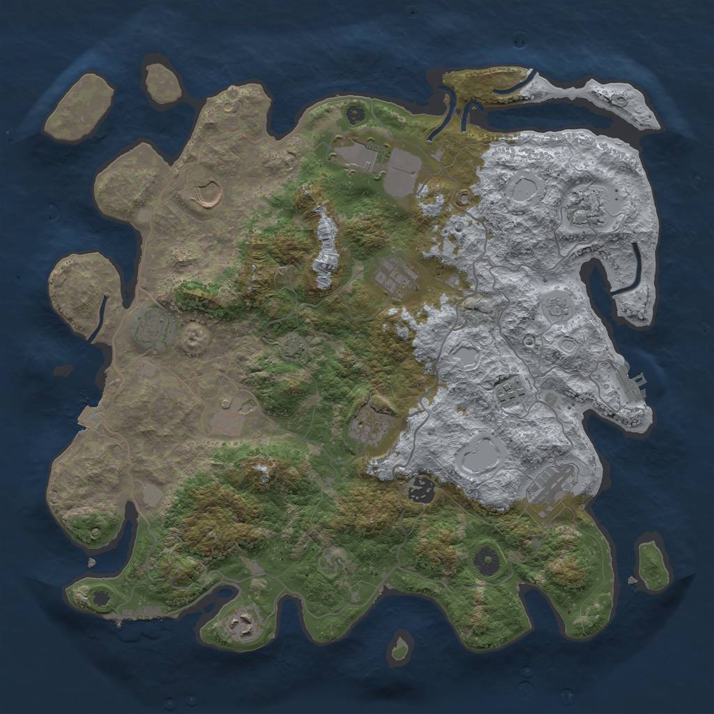 Rust Map: Procedural Map, Size: 4000, Seed: 795801814, 18 Monuments