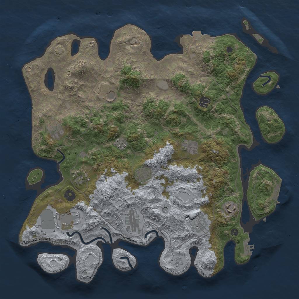 Rust Map: Procedural Map, Size: 4000, Seed: 2085216485, 19 Monuments