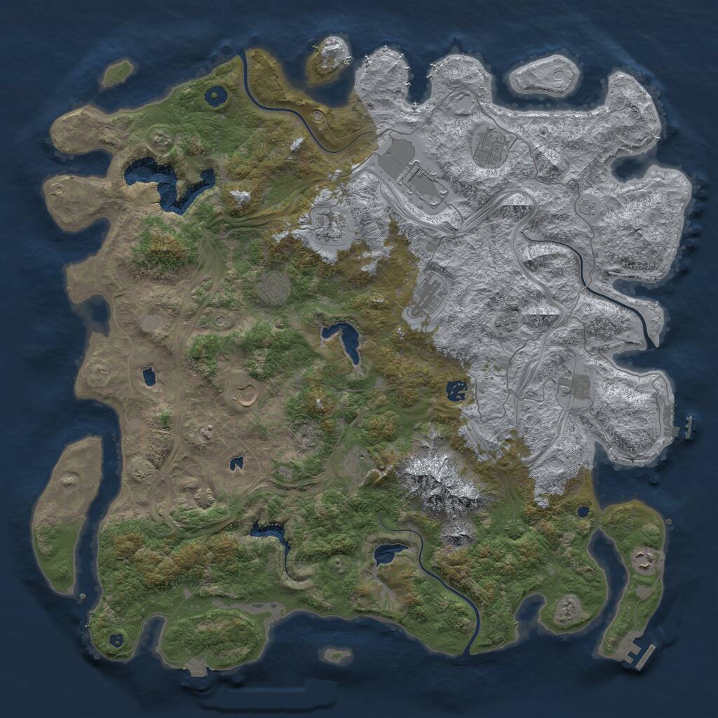 Rust Map: Procedural Map, Size: 5000, Seed: 844166131, 17 Monuments