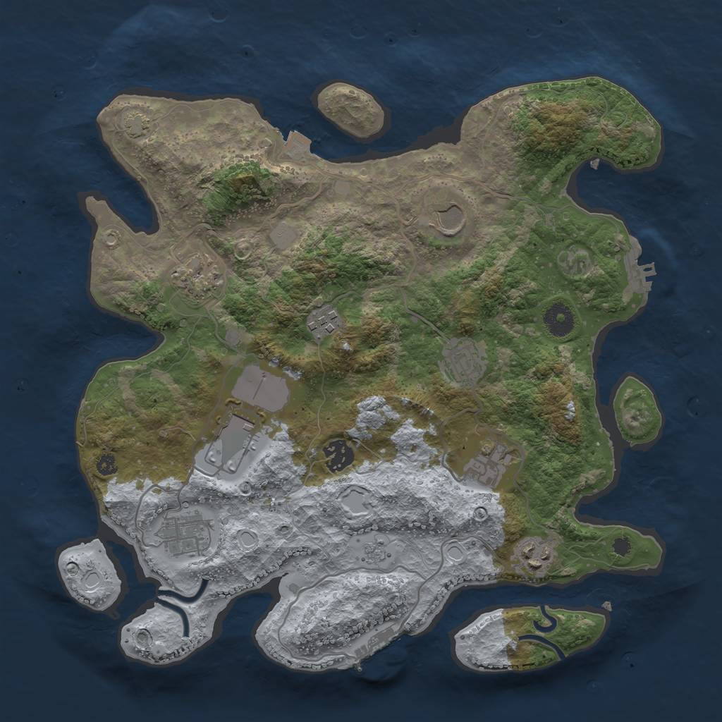 Rust Map: Procedural Map, Size: 3500, Seed: 754190296, 16 Monuments