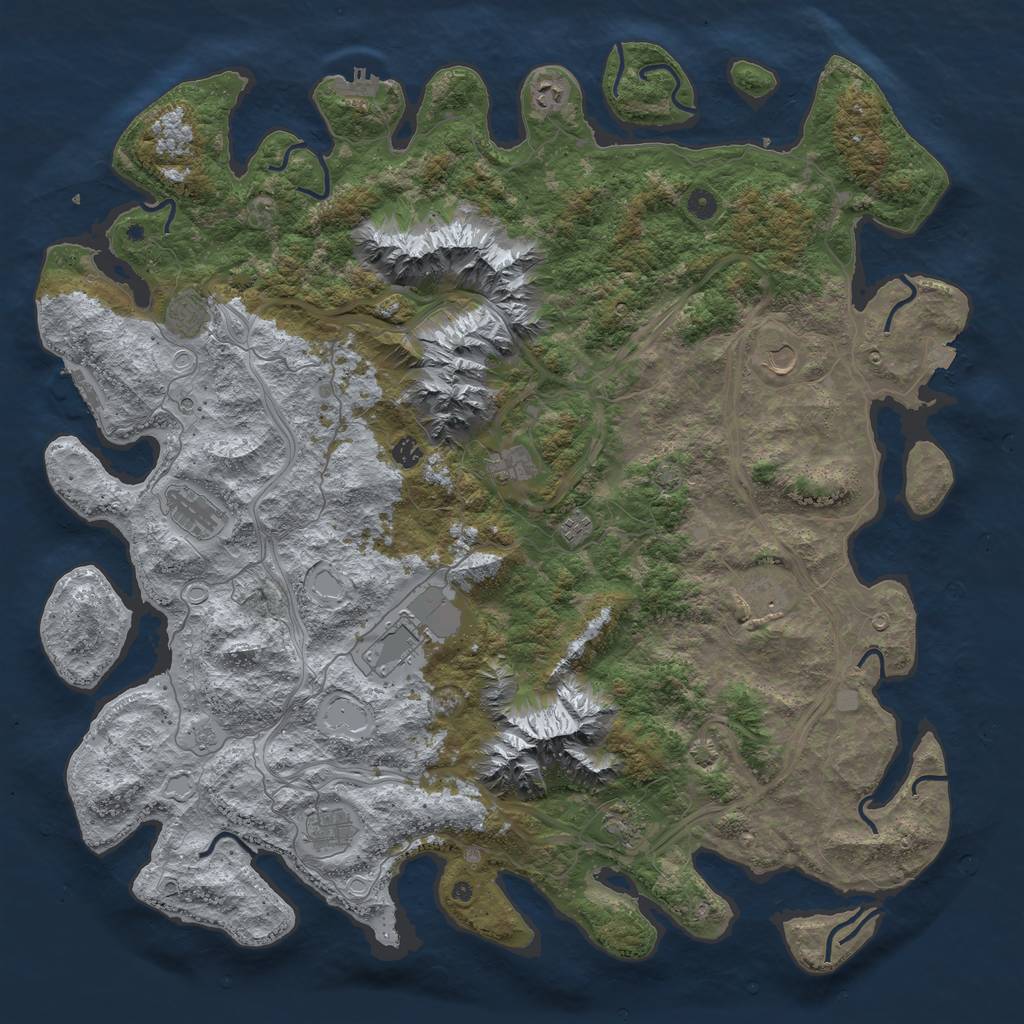 Rust Map: Procedural Map, Size: 5200, Seed: 450643473, 19 Monuments