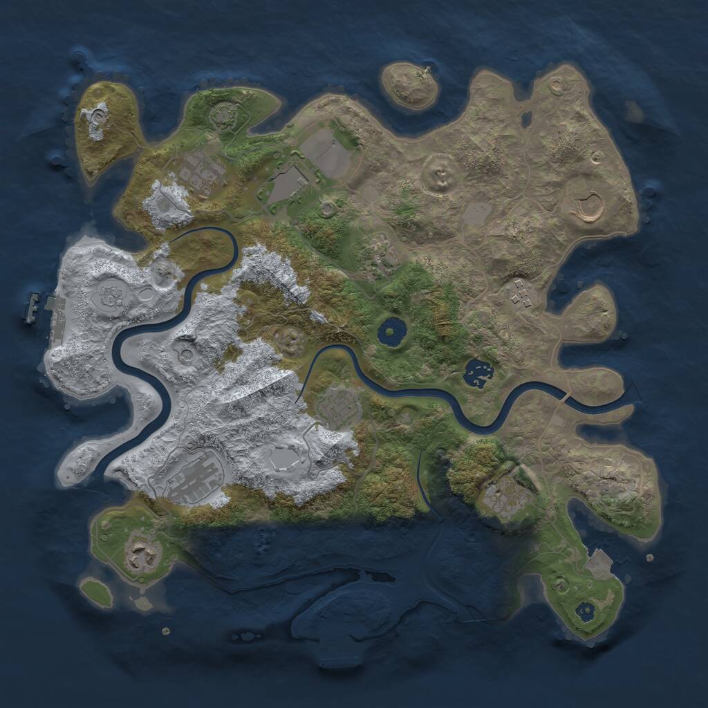 Rust Map: Procedural Map, Size: 3700, Seed: 1124227695, 16 Monuments