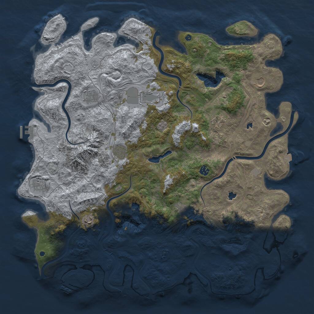 Rust Map: Procedural Map, Size: 5000, Seed: 14310, 16 Monuments