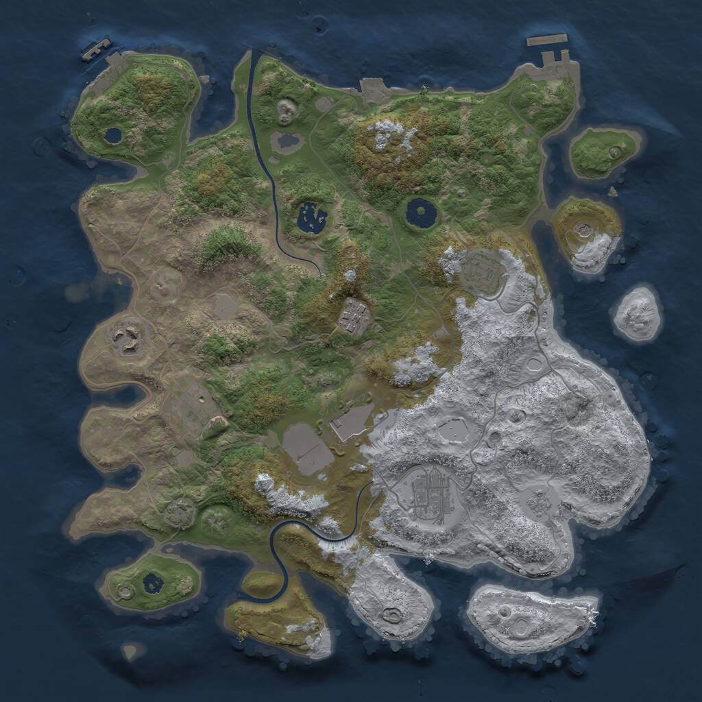 Rust Map: Procedural Map, Size: 3500, Seed: 421820407, 13 Monuments
