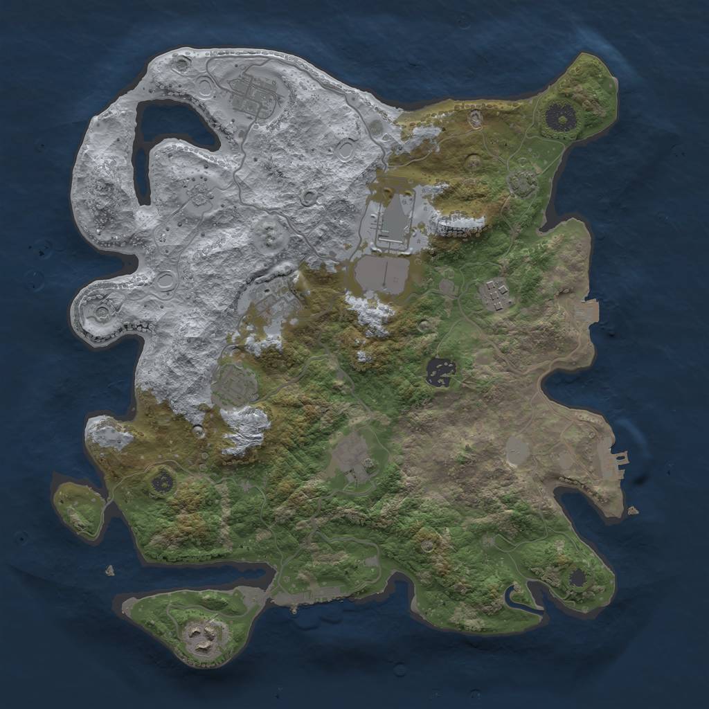 Rust Map: Procedural Map, Size: 3500, Seed: 991409200, 16 Monuments