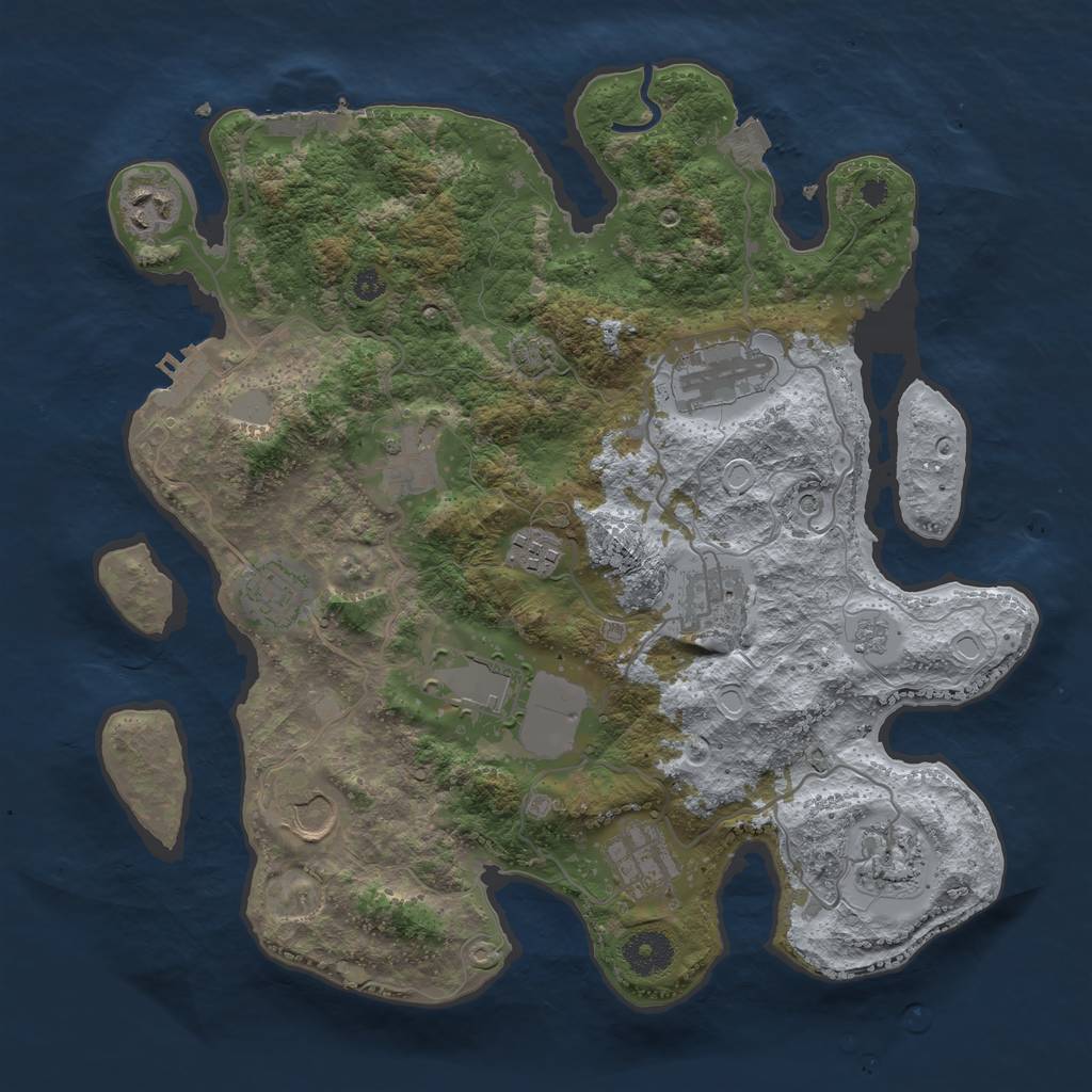 Rust Map: Procedural Map, Size: 3500, Seed: 1262379213, 18 Monuments