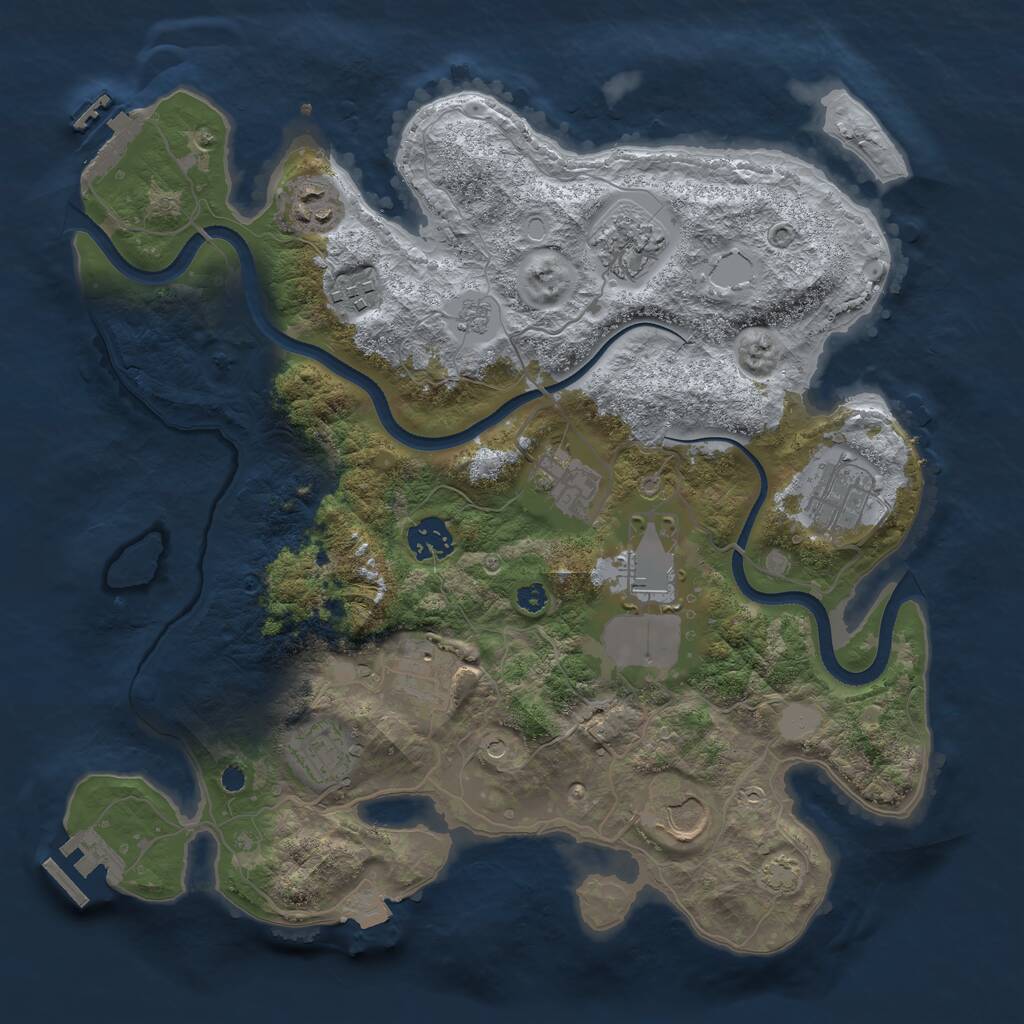 Rust Map: Procedural Map, Size: 3500, Seed: 1142825137, 16 Monuments