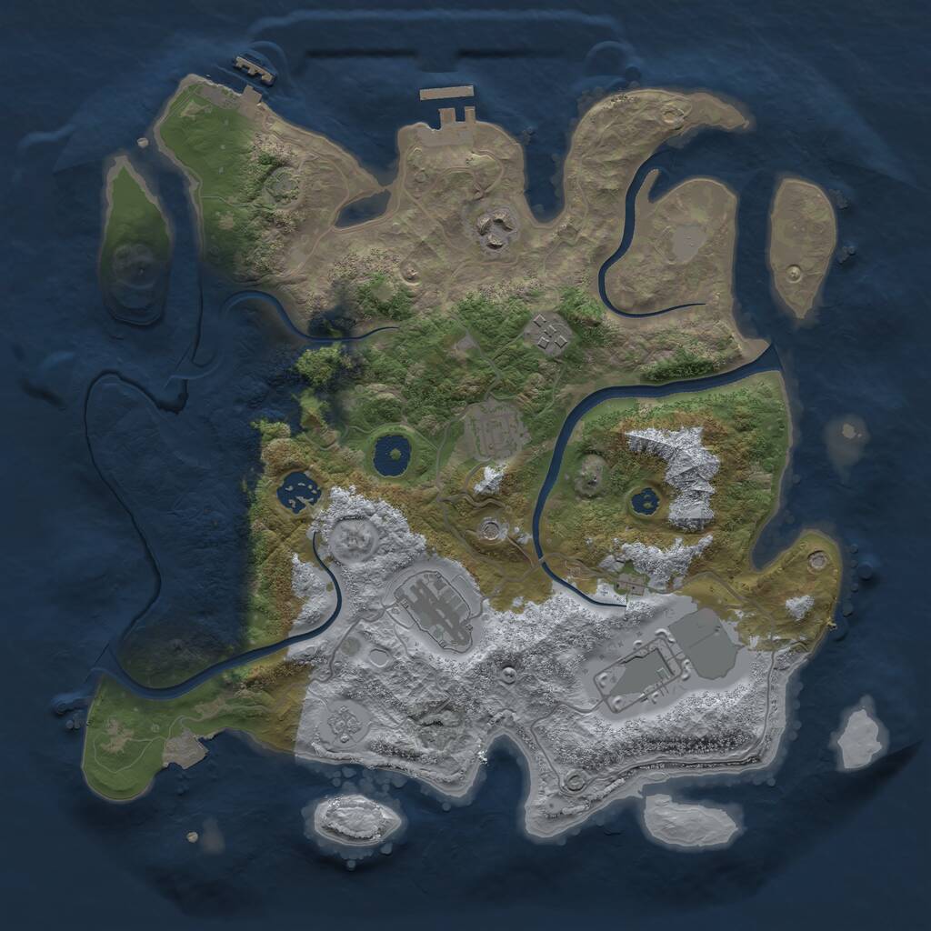 Rust Map: Procedural Map, Size: 3500, Seed: 914793870, 12 Monuments