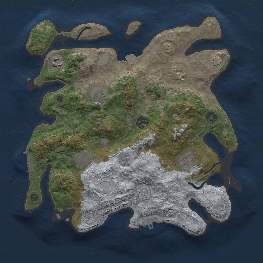 Rust Map: Procedural Map, Size: 3300, Seed: 609353447, 15 Monuments