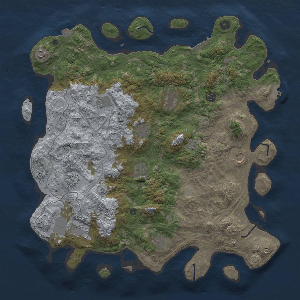 Rust Map: Procedural Map, Size: 4500, Seed: 1326110038, 19 Monuments