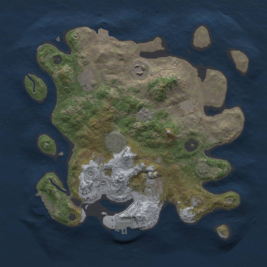 Rust Map: Procedural Map, Size: 3000, Seed: 1627905, 12 Monuments