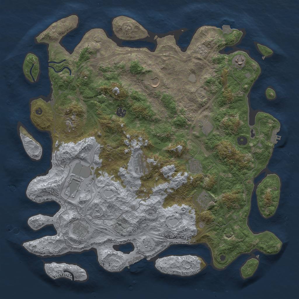 Rust Map: Procedural Map, Size: 4500, Seed: 257738787, 19 Monuments