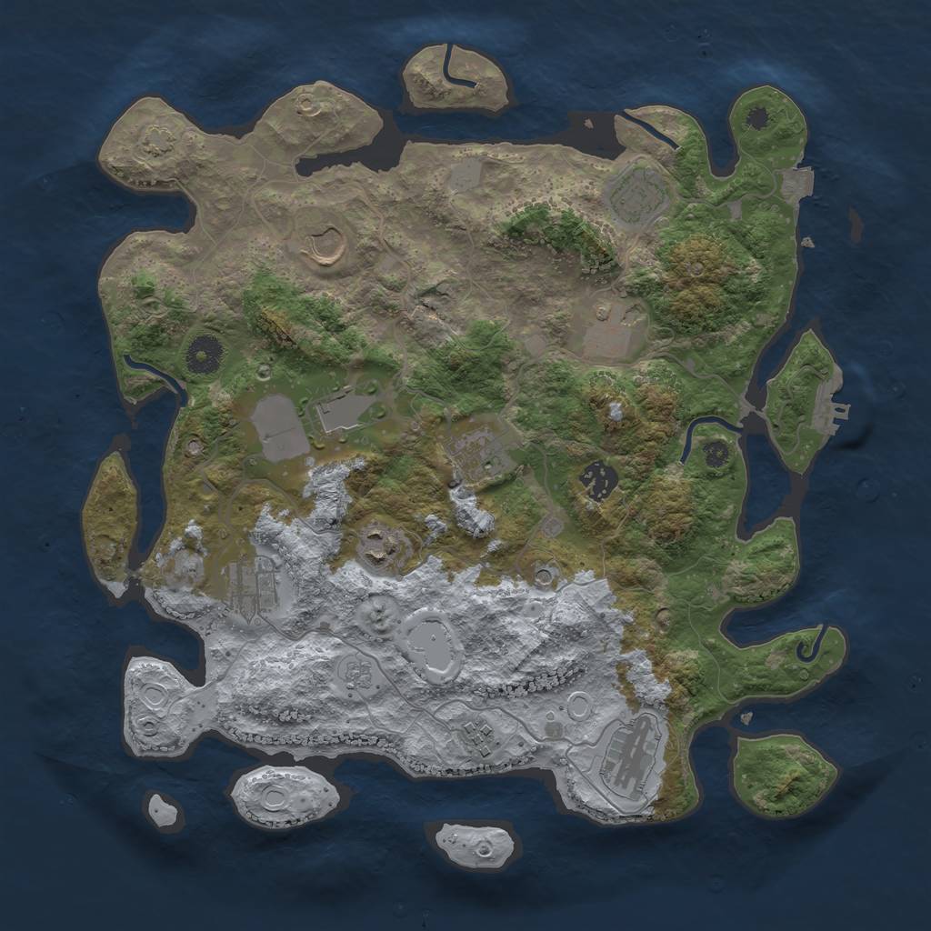 Rust Map: Procedural Map, Size: 3700, Seed: 463588788, 17 Monuments