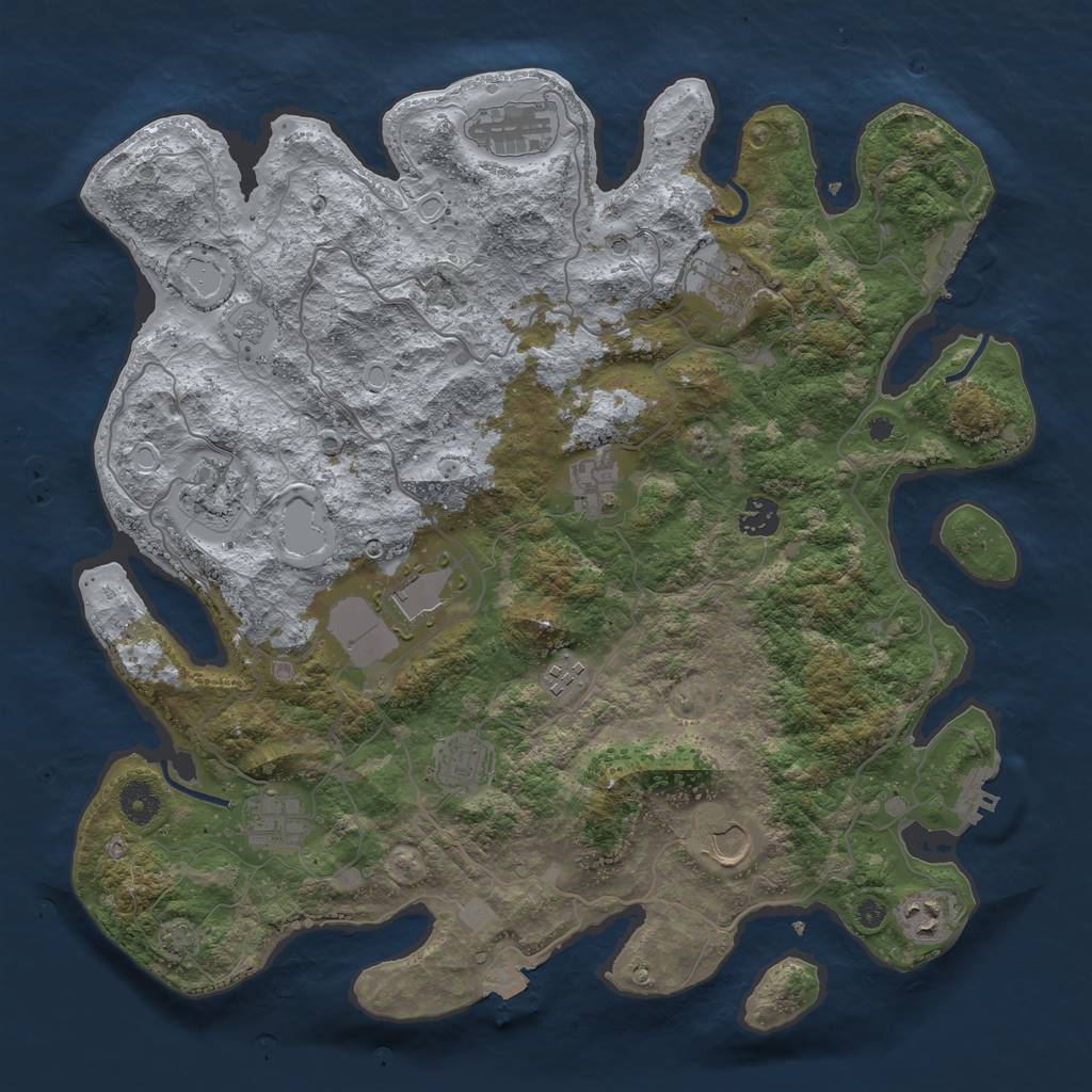 Rust Map: Procedural Map, Size: 4000, Seed: 1034876258, 19 Monuments