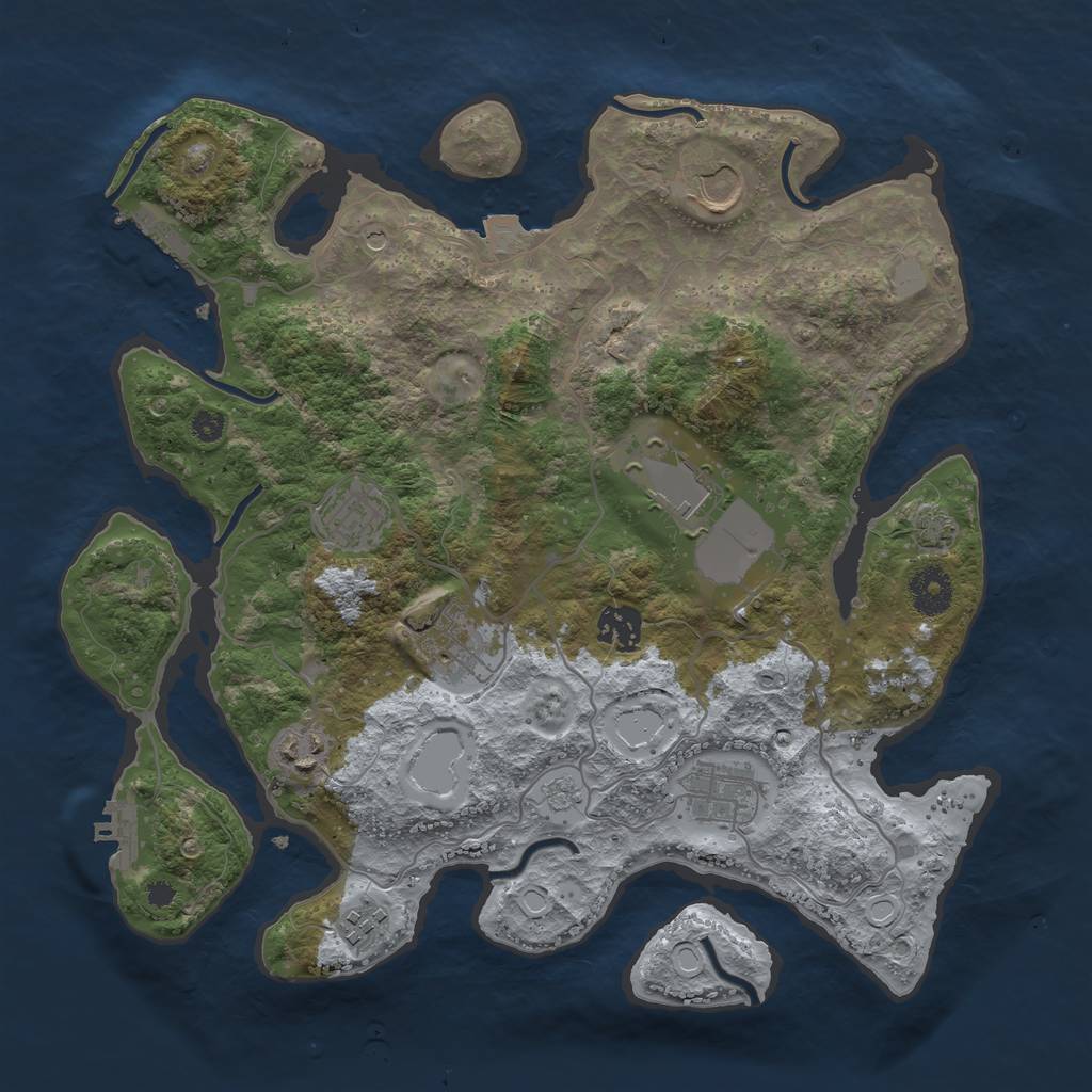 Rust Map: Procedural Map, Size: 3500, Seed: 315161323, 16 Monuments