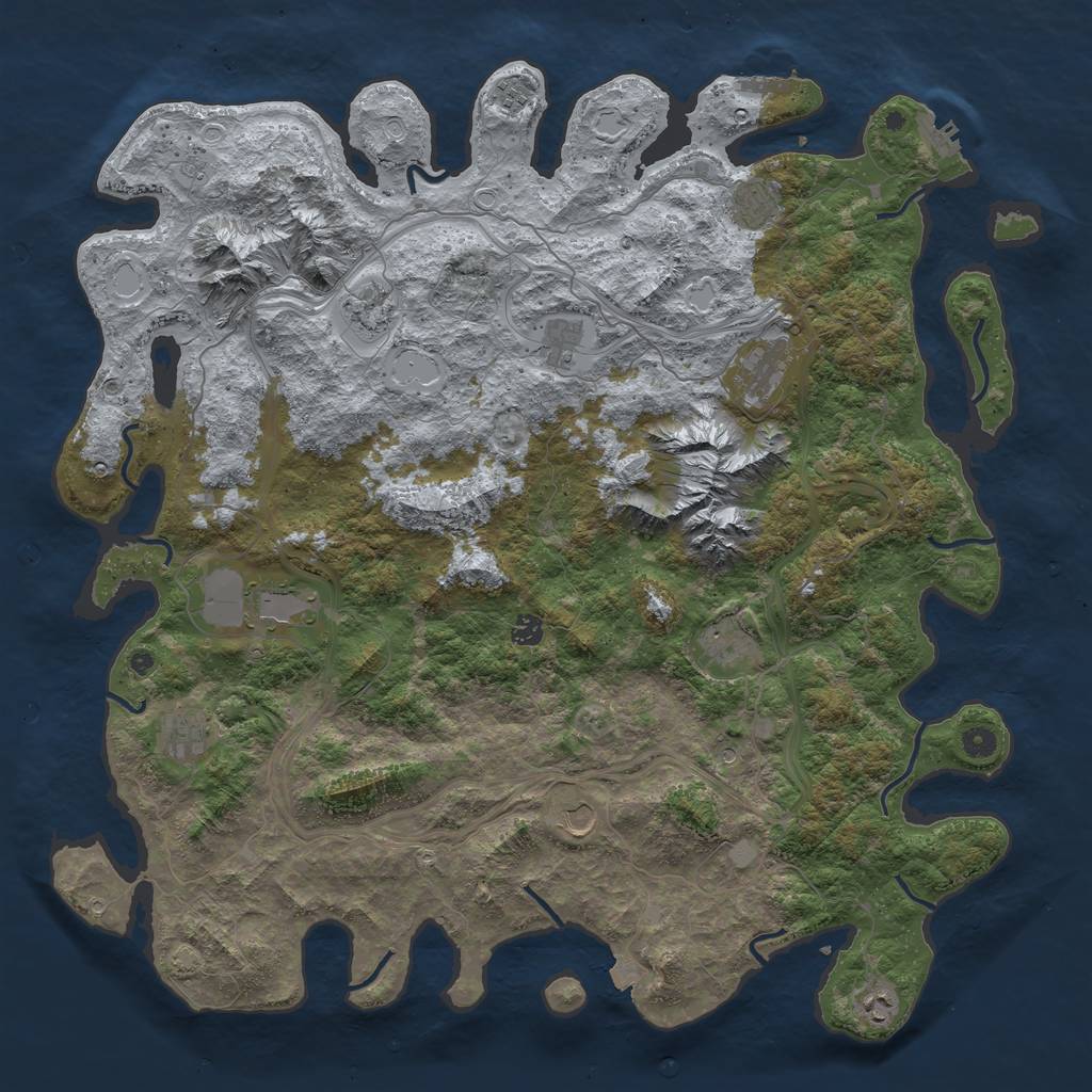 Rust Map: Procedural Map, Size: 5000, Seed: 1415, 19 Monuments