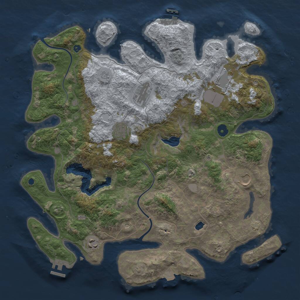 Rust Map: Procedural Map, Size: 4000, Seed: 821223812, 12 Monuments
