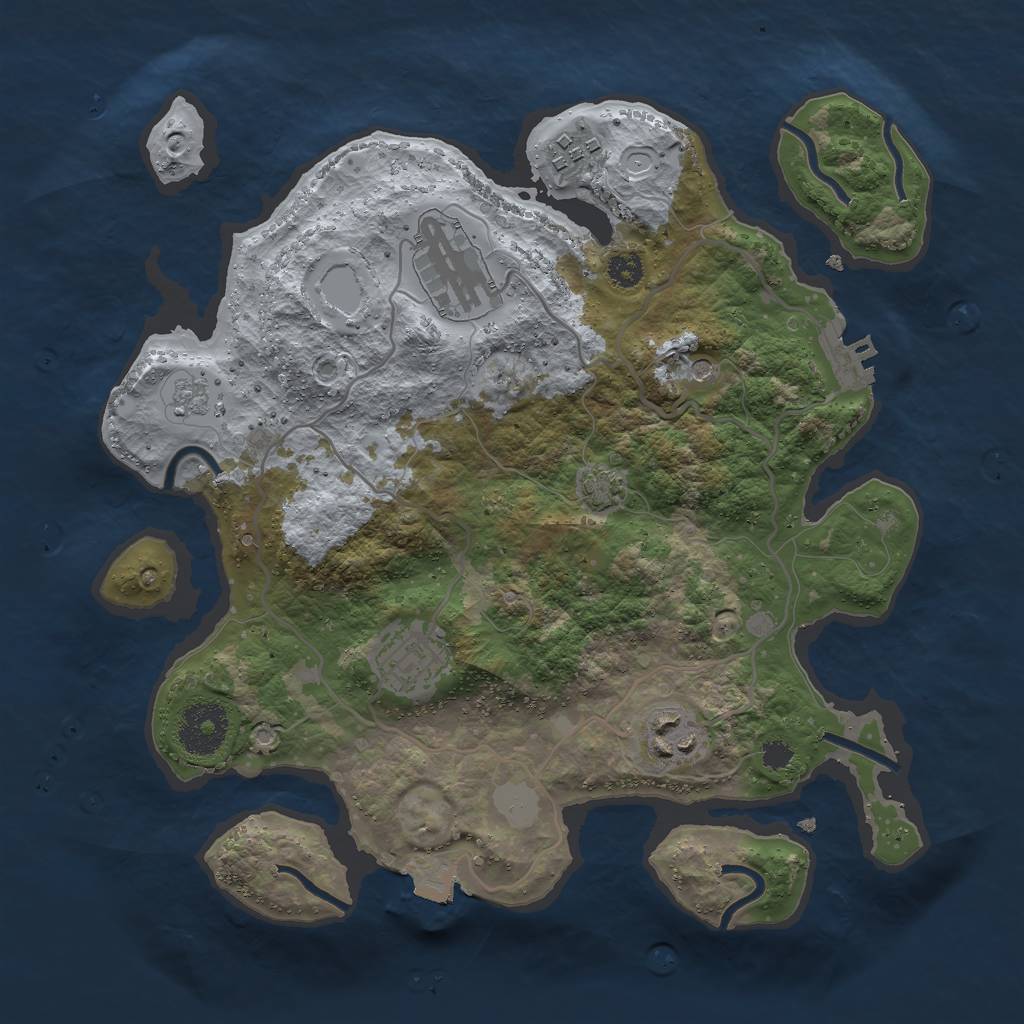 Rust Map: Procedural Map, Size: 3000, Seed: 1240155424, 11 Monuments
