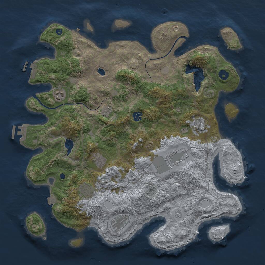 Rust Map: Procedural Map, Size: 4000, Seed: 534534561, 14 Monuments