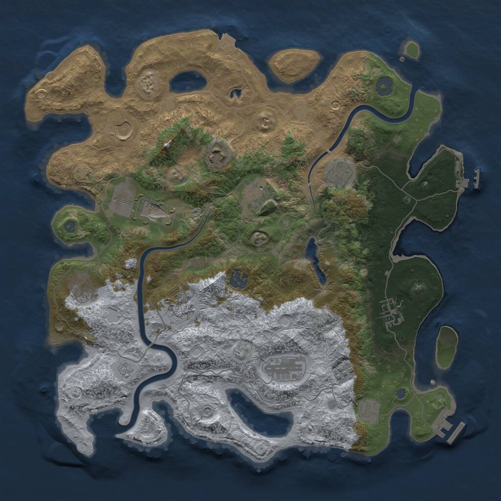 Rust Map: Procedural Map, Size: 4000, Seed: 114645249, 17 Monuments