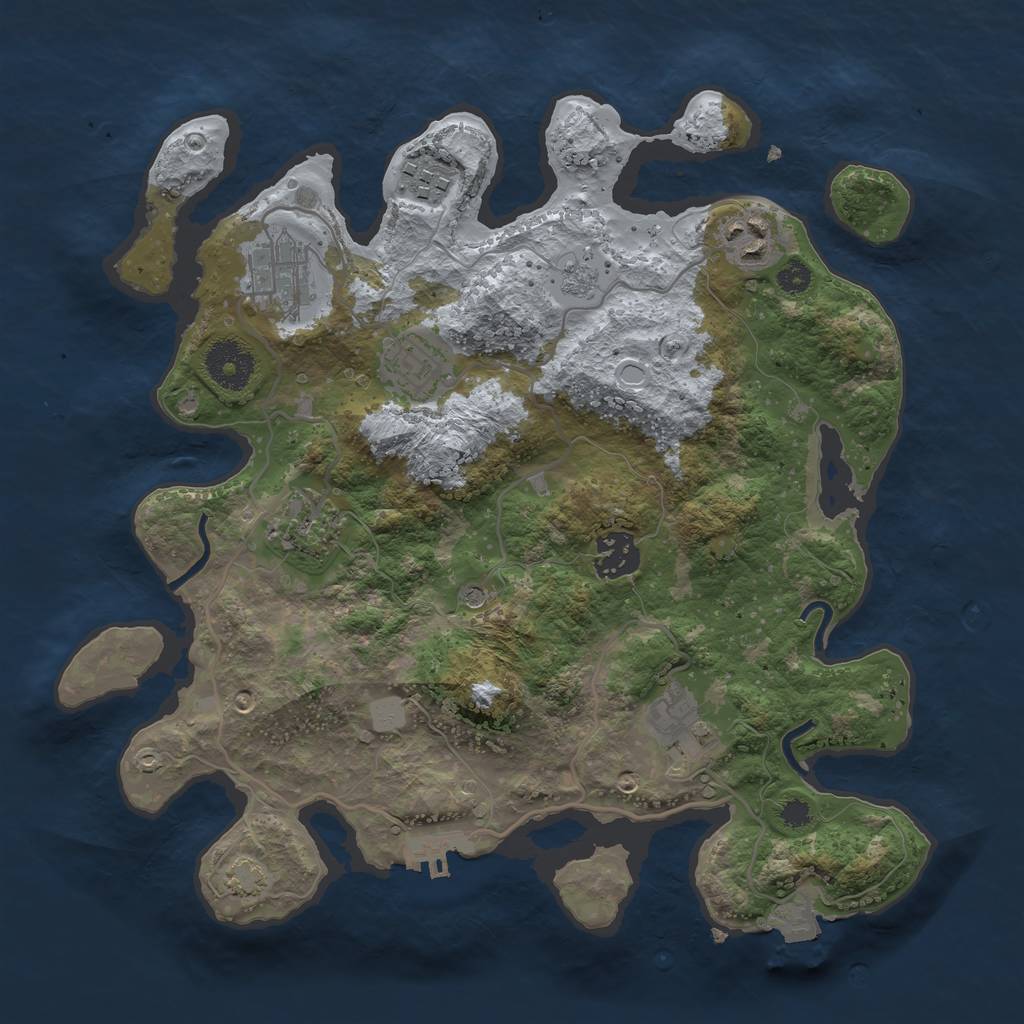 Rust Map: Procedural Map, Size: 3200, Seed: 324101101, 14 Monuments