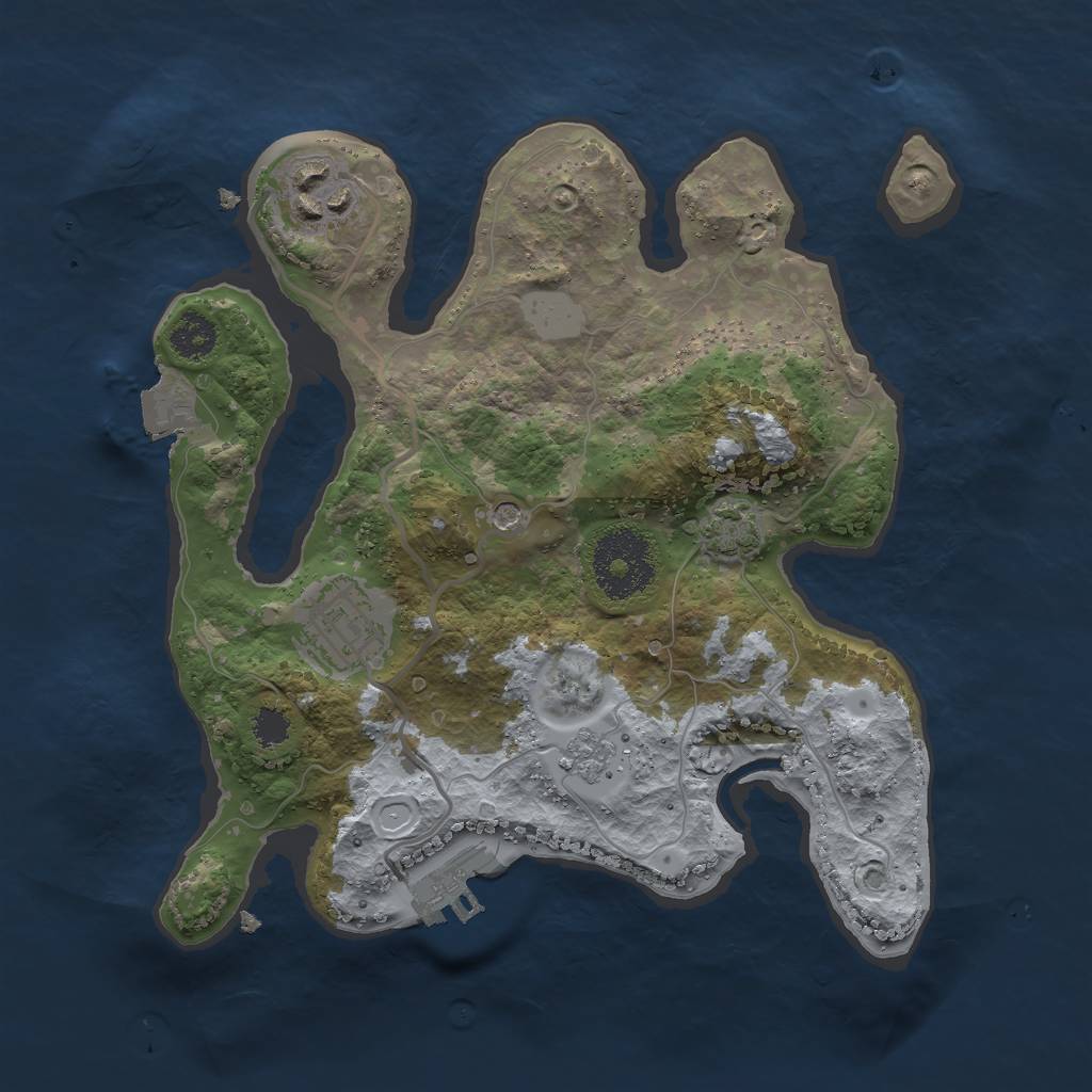 Rust Map: Procedural Map, Size: 2500, Seed: 212, 9 Monuments