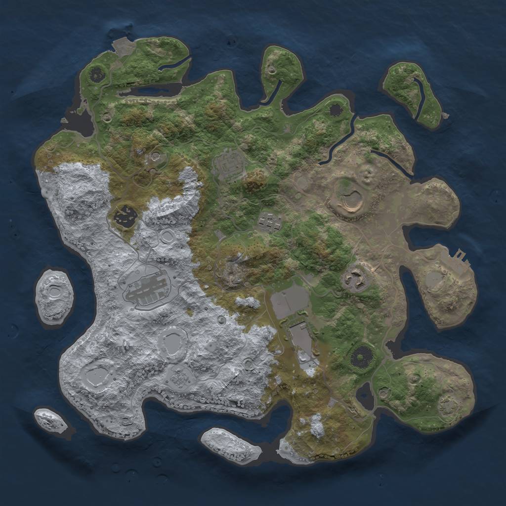 Rust Map: Procedural Map, Size: 3500, Seed: 2112319907, 14 Monuments