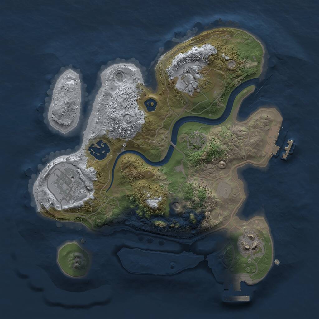 Rust Map: Procedural Map, Size: 2500, Seed: 234524357, 9 Monuments
