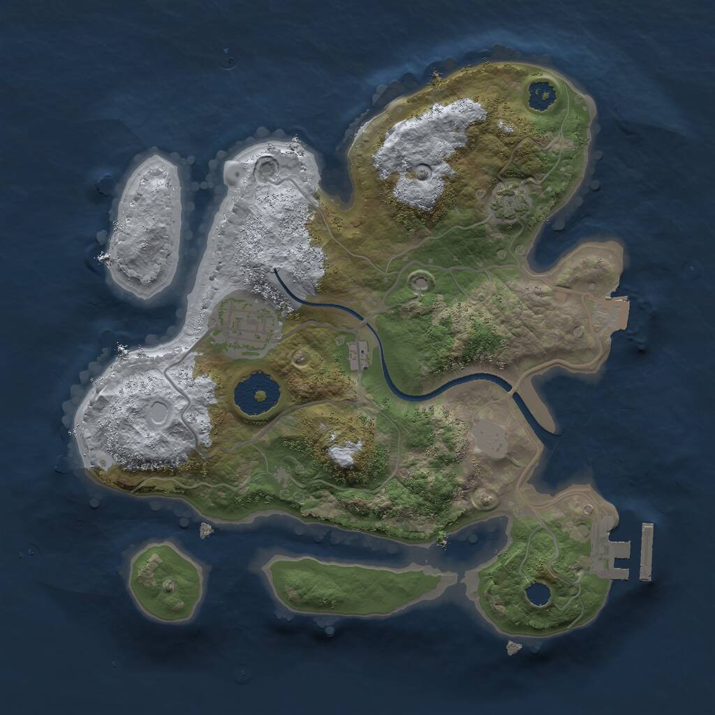 Rust Map: Procedural Map, Size: 2500, Seed: 234524357, 4 Monuments