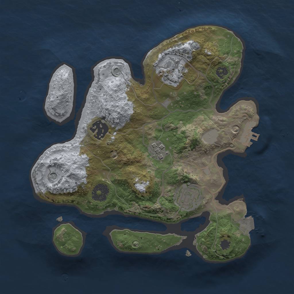 Rust Map: Procedural Map, Size: 2500, Seed: 234524357, 9 Monuments