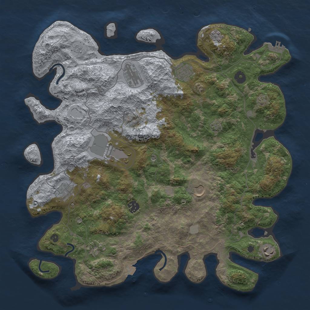 Rust Map: Procedural Map, Size: 4000, Seed: 734152940, 16 Monuments