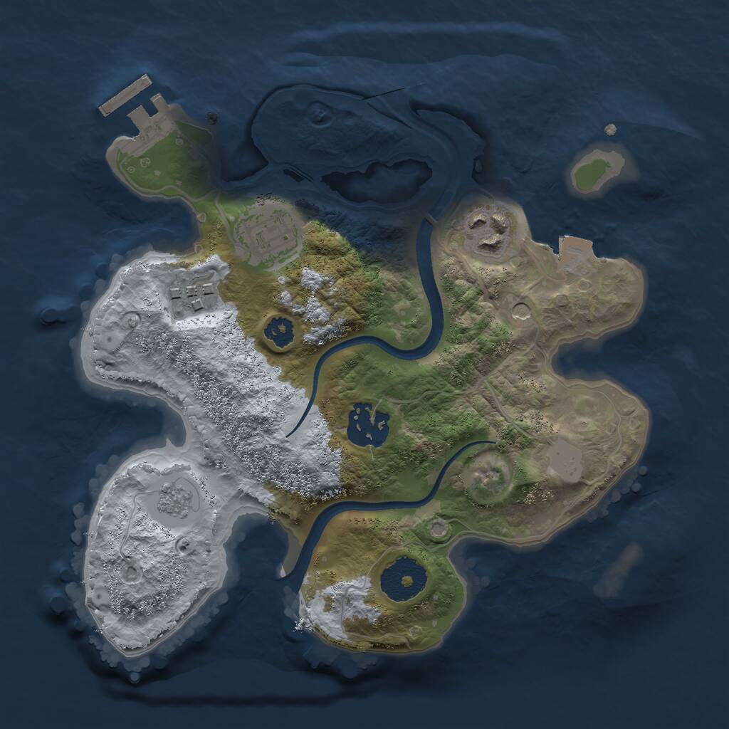 Rust Map: Procedural Map, Size: 2500, Seed: 213876, 8 Monuments