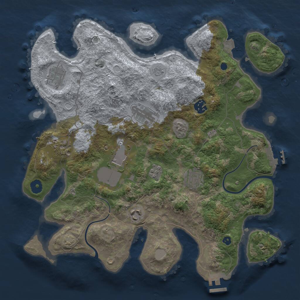 Rust Map: Procedural Map, Size: 3500, Seed: 1720043333, 13 Monuments