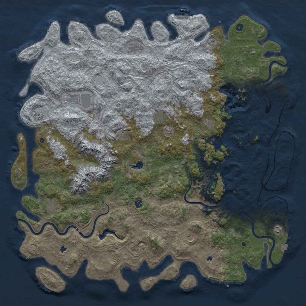Rust Map: Procedural Map, Size: 6000, Seed: 44183456, 17 Monuments