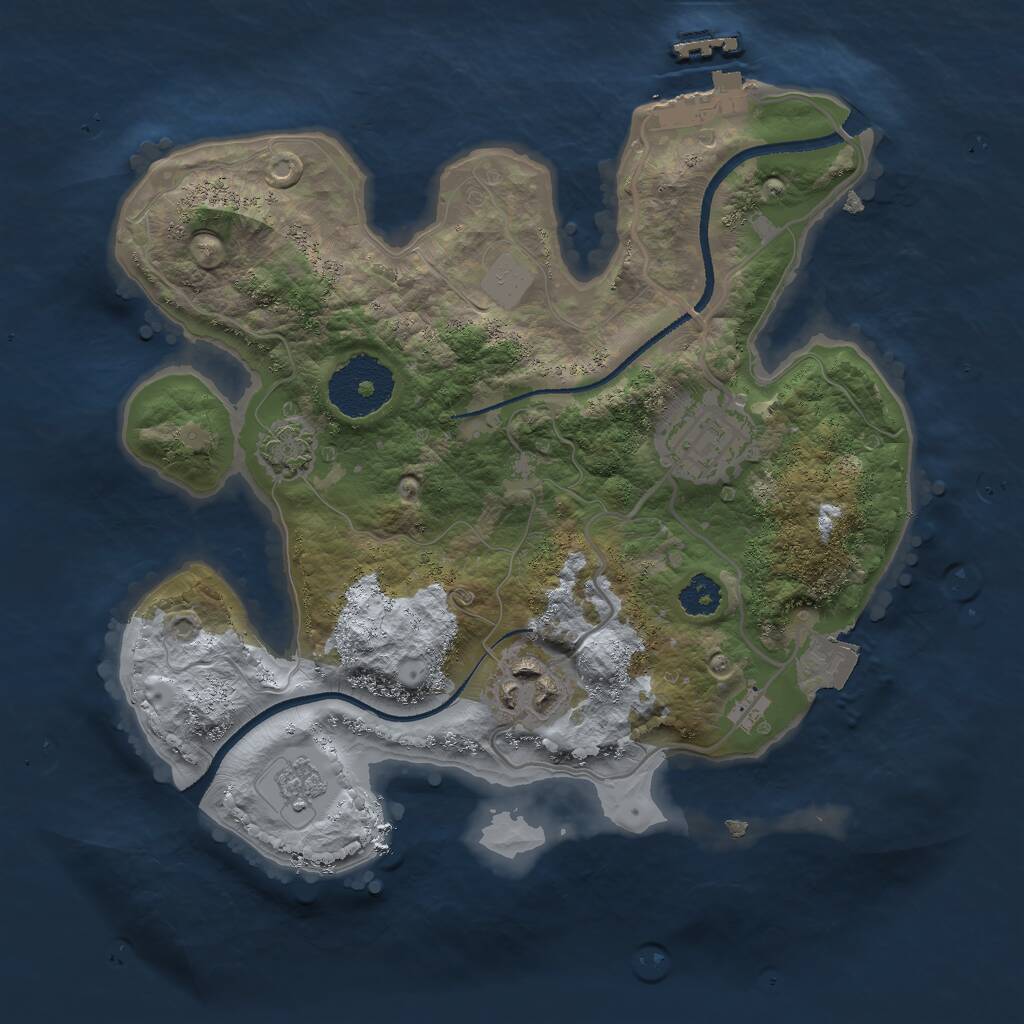 Rust Map: Procedural Map, Size: 2500, Seed: 7837614, 6 Monuments